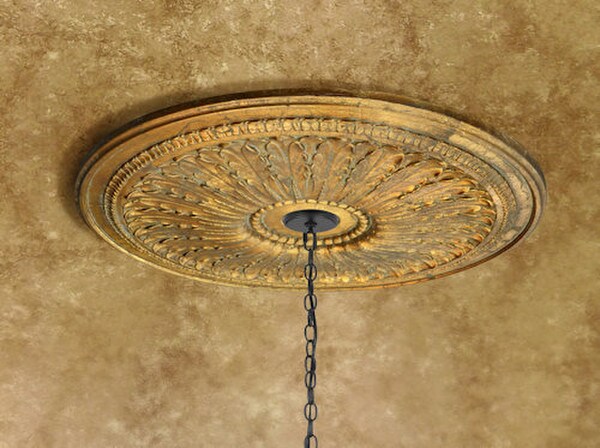 Big look affordable Classic Gilt Chandelier Ceiling Medallion lightweight